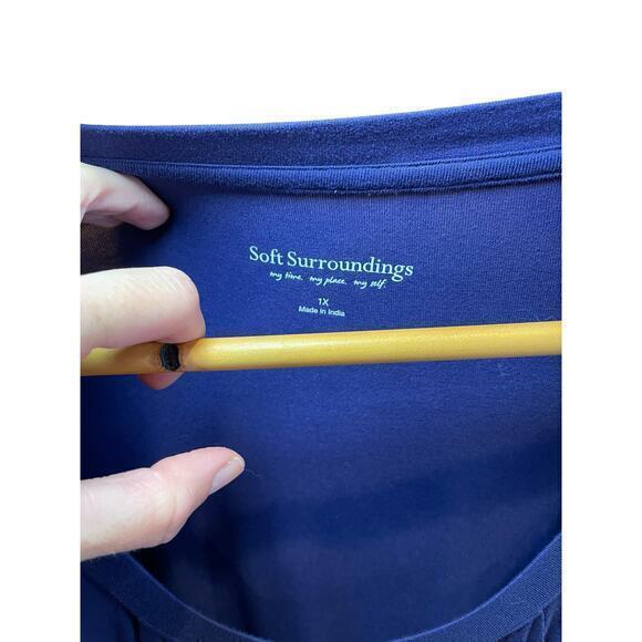 Soft Surroundings Royal Blue Jersey Short Sleeve Pleated‎ Scoop Neck Dress 1X - Picture 2 of 8